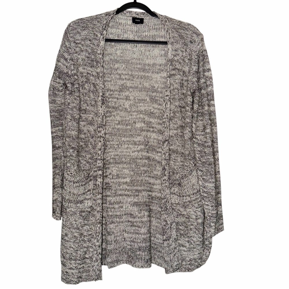 Fate Marled Gray Longline Cardigan Size Small